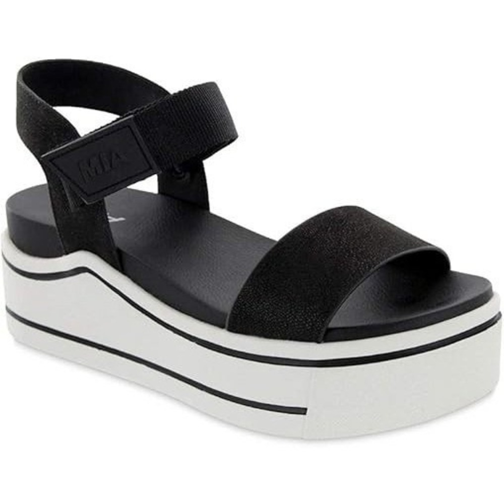 Mia Womens Sandals Odelia Size 10M Black Open Toe Platform Summer Vacation